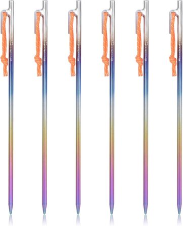 Кілочки з титанового сплаву 7 мм Надміцні цвяхи для намету Барвисті шліфовані цвяхи Міцні кемпові шпильки Садові кілки Кілочки для кемпінгу Тент Туристичний брезент 20 см / 24 см / 30 см / 35 см / 40 см 6 / 8 шт. / лот Ti4013P (35 см 6 шт. / лот Ti4013P35