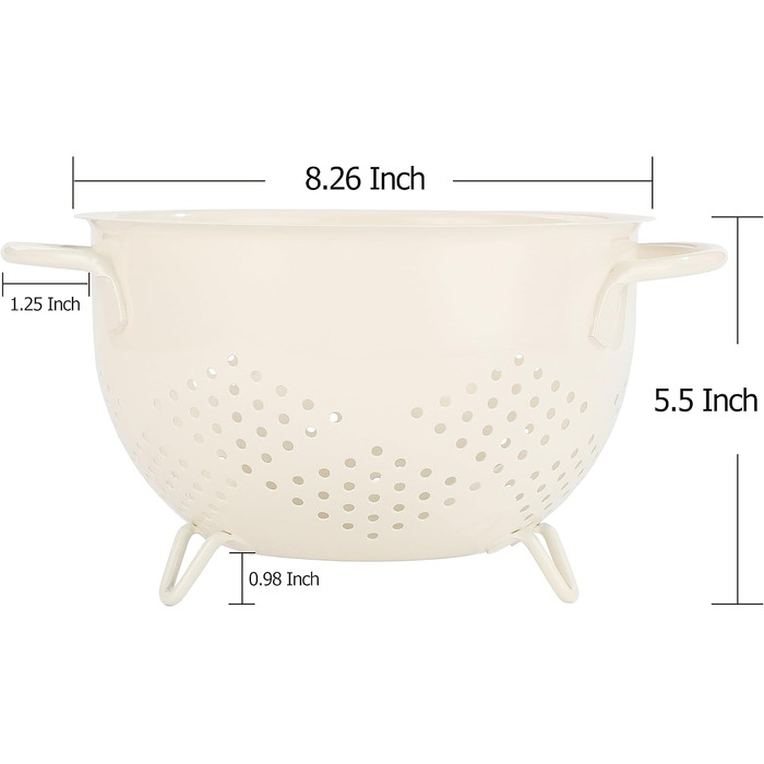 Металеве сито для пасти з подвійними ручками 21 см кремовий beifeier