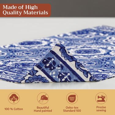 Бавовняні килимки для серветок, набір з 4 шт. , декоративні килимки для серветок, пасхальні килимки, що миються, для свят, вечерь, весни, літа (33 см x 48 см) (014 - Melodie Bleue), 39Hermine 100