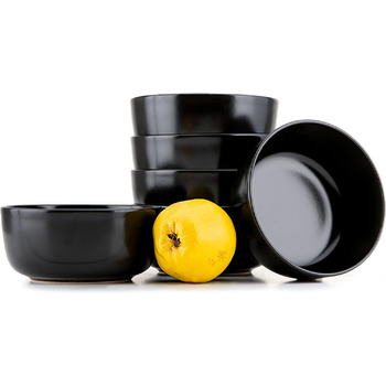 Консимо. Набор мисок из 6 шт. - VICTO - Сервировочная тарелка - керамическая миска для супа - Набор мисок на 6 персон - 14,5 см - (Черная)