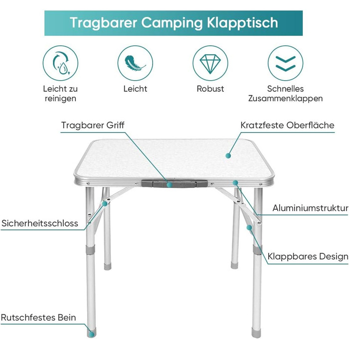 Складной стол для кемпинга с регулируемой высотой Ejoyous