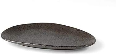 Арена Реактивный фарфор на 4 персоны (овальная тарелка 27 см, черная)