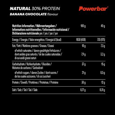 Протеїнові батончики Natural Protein, 18 x 40 г Банан-шоколад Powerbar