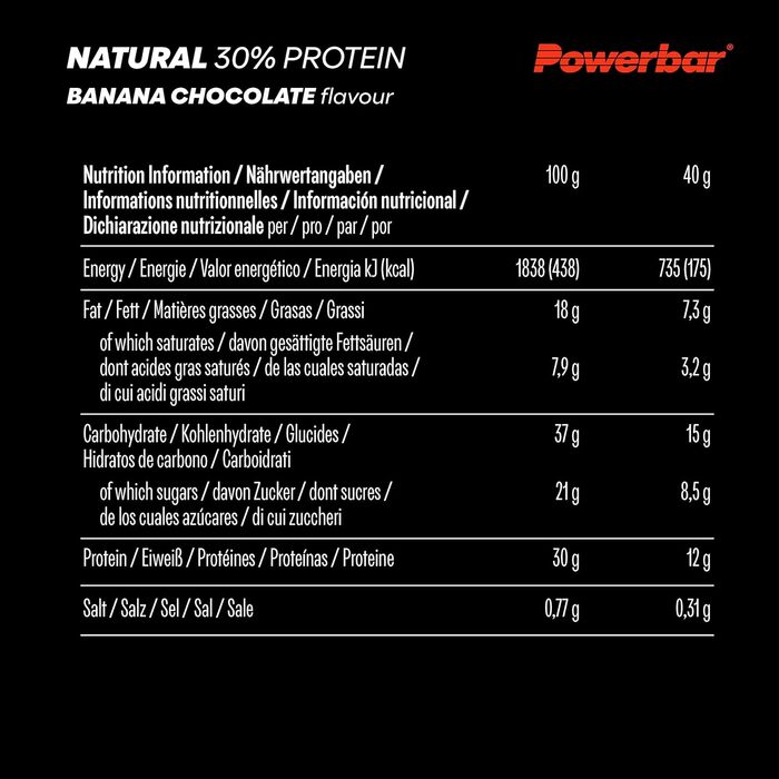 Протеїнові батончики Natural Protein, 18 x 40 г Банан-шоколад Powerbar