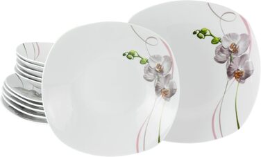 Набір тарілок на 6 персон, 12 предметів, Square Orchidee Creatable