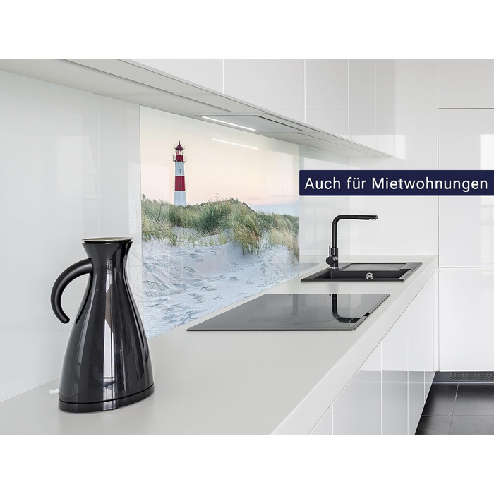 Кухонний фартух timalo зі скляним виглядом Північне море, очерет, захід сонця, океан, солома 2 мм акрилове скло Бризокості для плити, кухонний скляний фартух, акрилові скляні стінові панелі, захисна панель для фартуха (60 x 40 см, 300- Маяк)