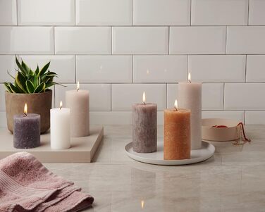 Свічка Bolsius Rustic Pillar XXL - 3 шт. и - 10 x 10 см - Декоративні побутові свічки - Час горіння 62 години - Без запаху - Містить натуральний рослинний віск - Без пальмової олії (Taupe)