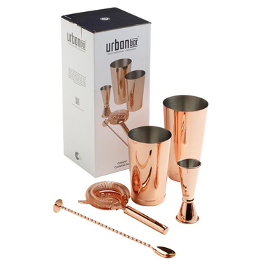 Набір бармена, 5 предметів, мідне покриття, Copper Cocktail Set, Urbanbar (Урбанбар)
