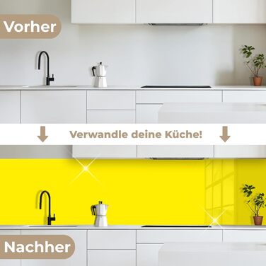 Кухонний фартух 60x250 см, самоклеючий фартух, кухонний фартух, кухонний фасад, самоклеючі кухонні фартухи - Осінь (Жовтий - Однотонний, 60 x 400 см)