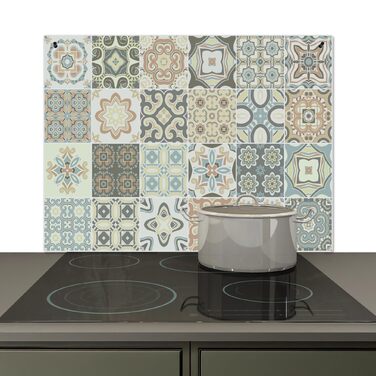 Фартух для плити, кухонний фартух, вініл, 78x52 см, декор для кухні, облицювання стіни, кришка плити - сіро-чорна (зразок - плитка, 52Д x 81,2Ш см)