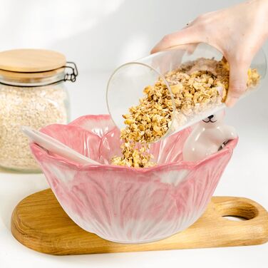 Набір мисок у формі кролика з ложкою рожевий BOSUGE