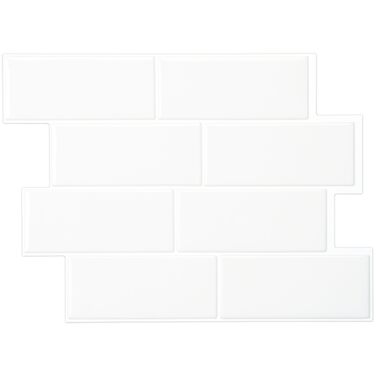 Наклейки для плитки, що самоклеяться - упаковка з 5 аркушів 29,36 см x 21,29 см - 3D самоклеючі ПВХ наклейки для плитки та фартуха для кухні, ванної кімнати та стін, кольорова та водонепроникна плитка (чисто-білий колір)