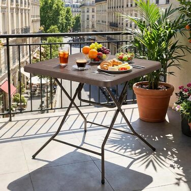 Розкладний стіл 80x80x74 см коричневий LIFERUN