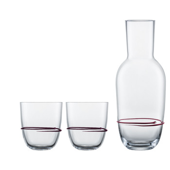 Графин для води зі склянками, набір 3 предмети, бордовий Aura Zwiesel Glas