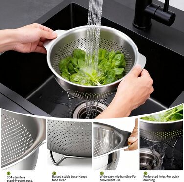 Кухонний друшляк-сито з 2 ручками 25 см Greentainer