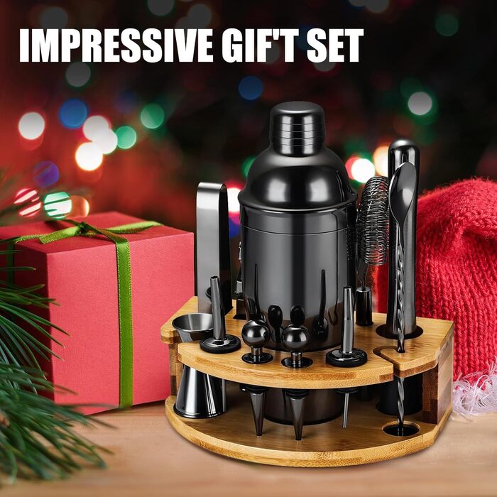 Набір для коктейлів 12 предметів чорний AOKITO