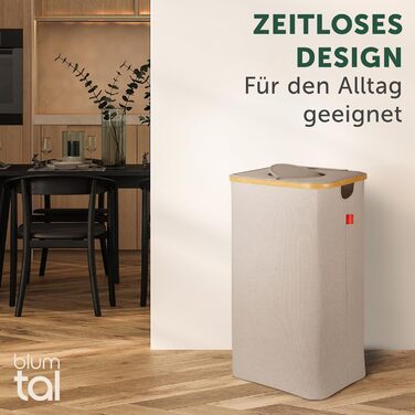 Контейнер для збору пляшок Blumtal Deposit 150 л з 2 відділеннями - Бамбуковий органайзер для пляшок - Збірник порожніх пляшок - Збірник пляшок - Контейнер для збору порожніх пляшок з отвором - Збірник пляшок (бежевий, Збірник пляшок - 100 л)