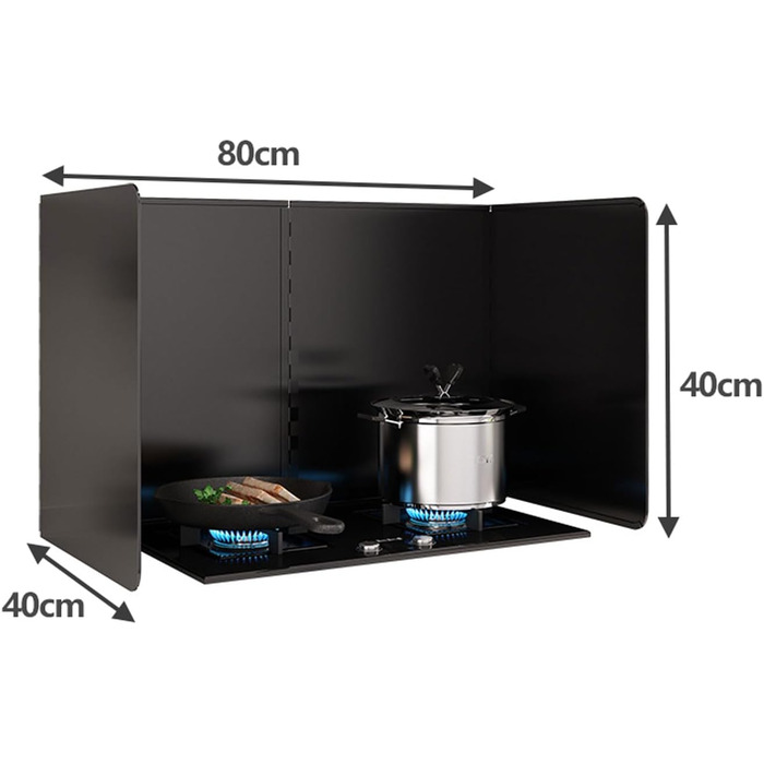 Складаний бризкозахисний екран для кухні, бризкозахисний екран для плити, легко миється, підтримує чистоту плити та кухонного фартуха (40 x 40 см) (40 x 80 x 40 см)