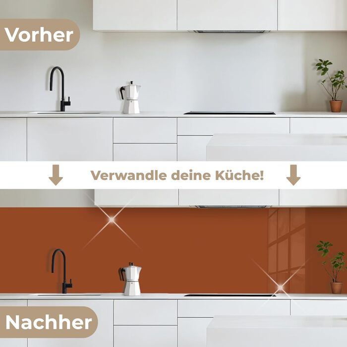 Кухонний фартух 60x250 см, самоклеючий фартух, кухонний фартух, кухонний фасад, самоклеючі кухонні фартухи - Осінь (Теракота - Коричневий, 60 x 400 см)