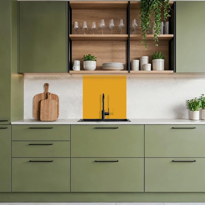 Кухонний фартух 60x250 см, самоклеючий фартух, кухонний фартух, кухонний фасад, самоклеючі кухонні фартухи - Осінь (Охристо-жовтий - Однотонний, 80 x 80 см)