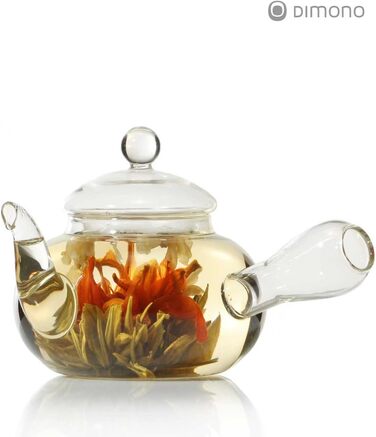 Чайник ручной выдувной с чайным фильтром и чайный ситечко со стеклянной фильтрующей вставкой от Dimono 600 мл идеально подходит для чайных цветов (Kyusu 600мл)