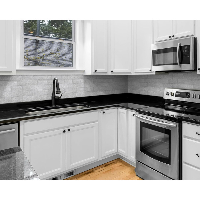 Штучна настінна плитка, самоклеюча панель для кухонного фартуха, тверда ПВХ плитка, клейка плитка для кухні та ванної кімнати (34 x 29 см) (20, сірий сланець)