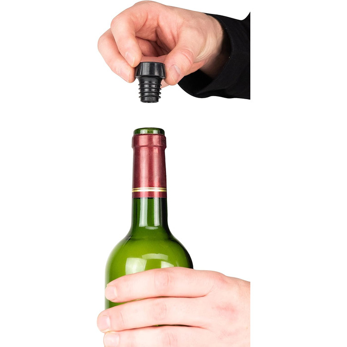 Вакуумний насос 2 винні пробки та 1 пробка для шампанського - Для консервації пляшок тихого вина та пляшок ігристого вина - Винний подарунок - Чорний (винна пробка)
