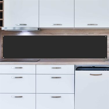 Кухонний фартух INDIGOS UG для плиткового фартуха - - - Термостійкий алюмінієвий композитний бризкозахисний екран - Сучасний кухонний фартух, що протирається - Плита та духовка - Облицювання стін (Чорний, 160x55 см)