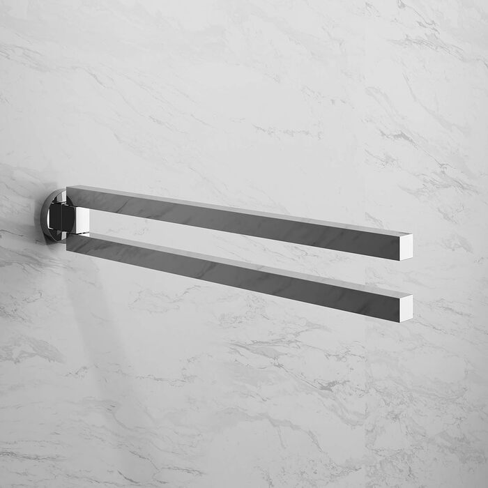 Полотенцесушитель из металла, глянцевый хромированный, двустворчатый, поворотный, глубиной 45 см, для ванной комнаты и гостевого туалета, настенный, Edition 90