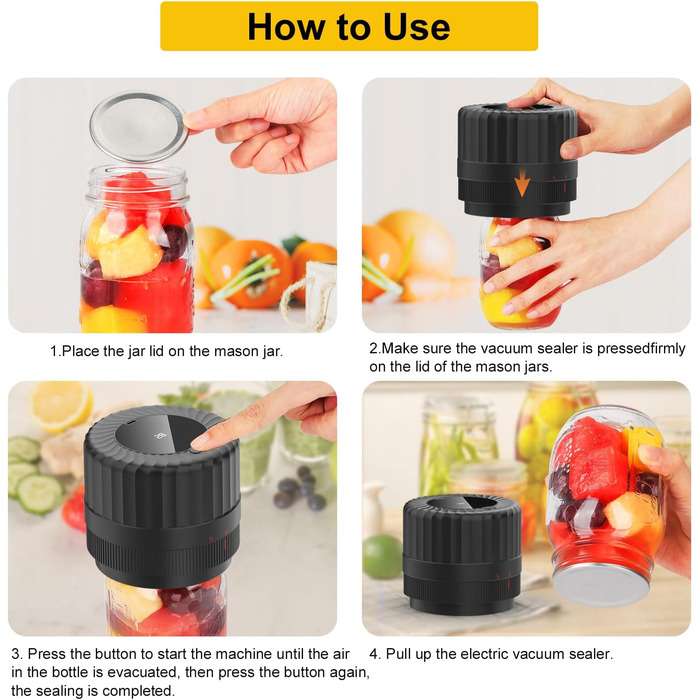 Електричний вакуумний пакувальник для банок Мейсона HUIJUTCHEN