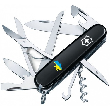 Ніж Victorinox Huntsman Ukraine 91мм/15функ/чорн /Мапа України син-жовт.