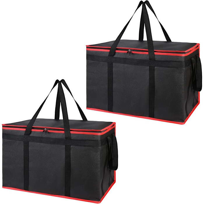 Складні, ізольовані сумки-холодильники з шарами, чудово зберігають тепло для кемпінгу та пікніків, водонепроникна сумка-холодильник, чорно-червоні, 2