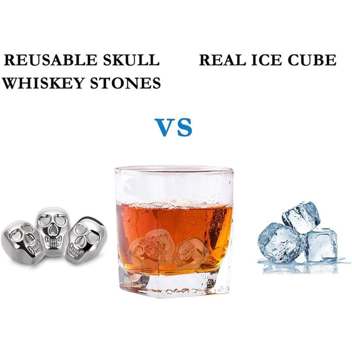 Набір металевих охолоджуючих каменів для віскі у формі черепів Ulalaza