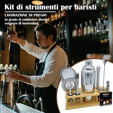 Набір бармена 11 предметів срібний OBALY