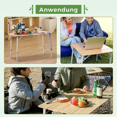 Складний бамбуковий стіл для кемпінгу 65 x 50 см KingCamp