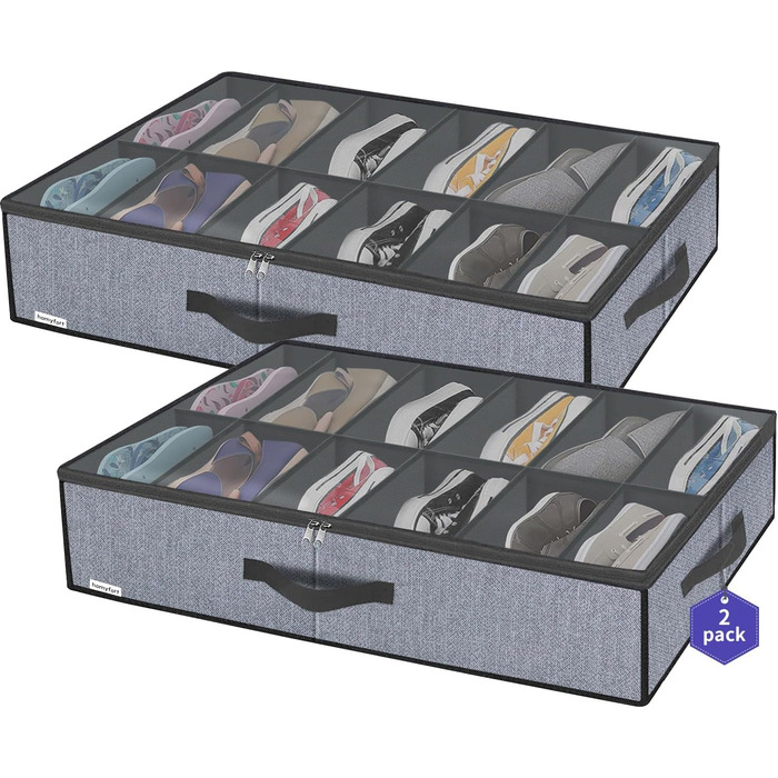 Коробка для хранения обуви с прозрачной крышкой 2шт. homyfort