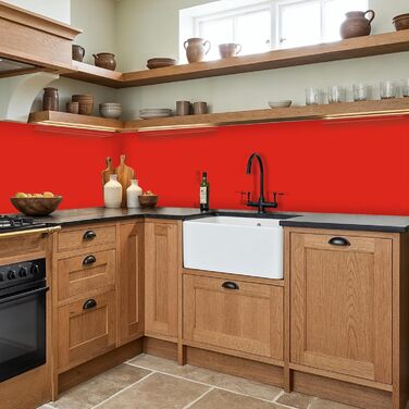 Кухонний фартух 60x250 см, самоклеючий фартух, кухонний фартух, кухонний фасад, самоклеючі кухонні фартухи - Осінь (Червоний - Колір, 60 x 500 см)