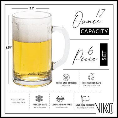 Набір пивних кухлів 6 шт 482 мл Vikko