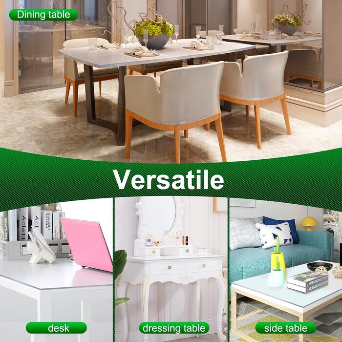 Захисна плівка для столу WOLTU 1 мм ПВХ, кришталево прозора скатертина з високим блиском, прозора, водонепроникна, захисна плівка для столу, що миється, прямокутна 90x180 см (120 x 80 см (прямокутна), ПВХ, 2 мм)