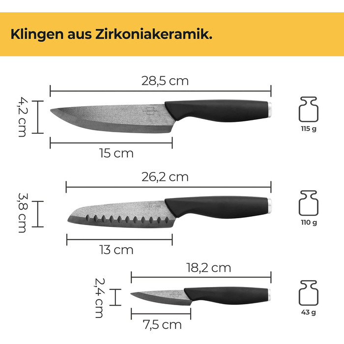 Набір керамічних ножів 3 шт. Silberthal