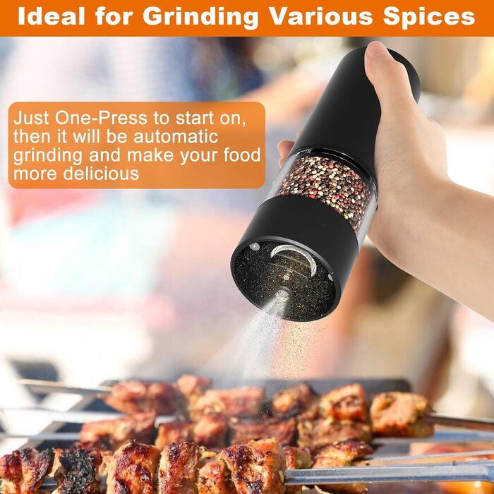 Набір із 2 електричних млинів солі та перцю на підставці, з USB-акумулятором, чорний Cokunst