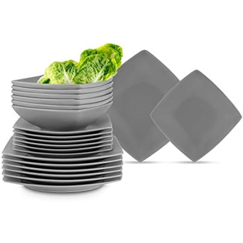 Набір посуду konsimo 12 персон Набір тарілок EPIRI Modern 36 предметів Столовий сервіз - Сервіз та набори посуду - Комбіноване обслуговування 12 осіб - Сервіз для сім'ї - Посуд тарілки (сірі, на 6 персон)