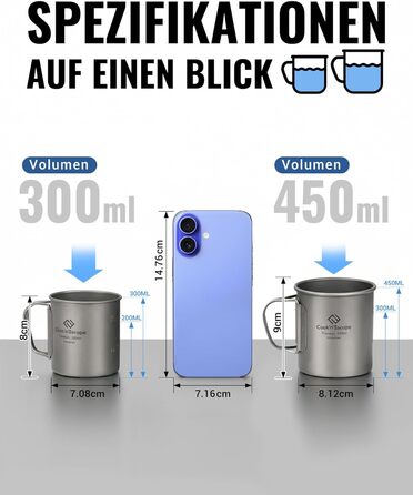 Набор чашек для кемпинга 300 и 450 мл COOK'N'ESCAPE