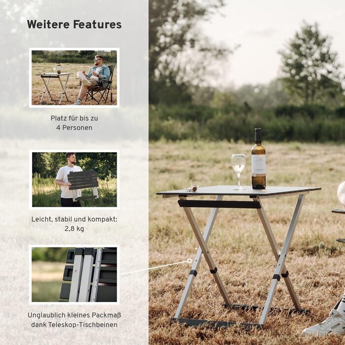 Складной алюминиевый стол для кемпинга 63,5 x 63,5 см CAMPWERK