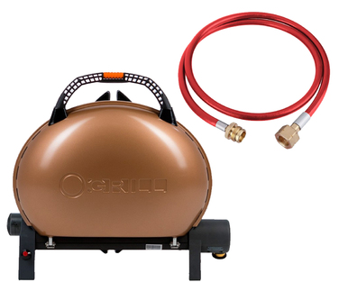 КОМПЛЕКТ Портативний переносний газовий гриль O-GRILL 500, бронзовий + шланг в подарунок! Код: 011674