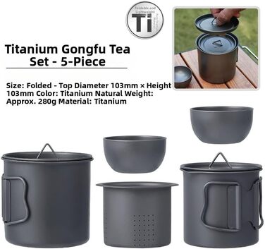 Титановый производный чайный набор 5 предметов NiuLumea
