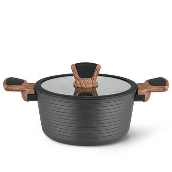 Каструля Fissman DIAMOND GREY 20x10 см / 2,6 л зі скляною кришкою (14304)