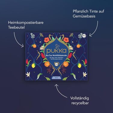 Адвент-календарь 2025, 24 чайных пакетика 12 видов чая Pukka