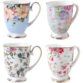 Набір з 4 кавових чашок з квітковим візерунком 300 мл MIATTCLD