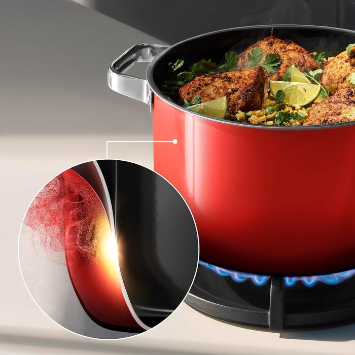 Каструля 20 см зі скляною кришкою, червоний Fusiontec Mineral Pro WMF